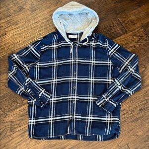 Blue Plaid Hoodie Shirt